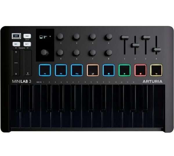 Arturia MiniLab 3 25 Slim-key MIDI Keyboard Controller – Black Edition